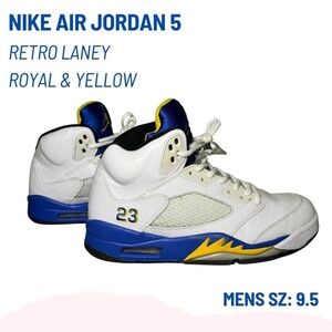 Nike Air Jordan 5 Laney 2013 136027-189 OG V Retro White Blue Preowned Size 9.5